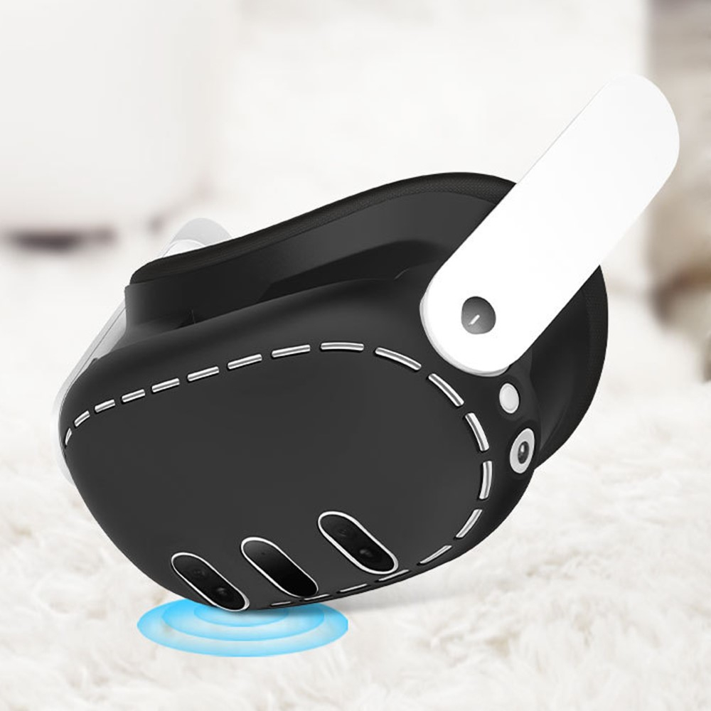 (3er Set) Meta Quest / Oculus Quest 3 Controller Silikon Grip Schutzhülle mit Handschlaufe   Silikon Brillen-Schutz Abdeckung - Grau
