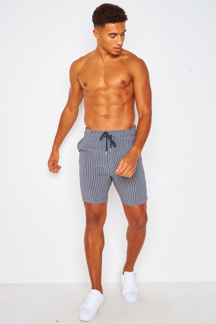 Short rayé gris