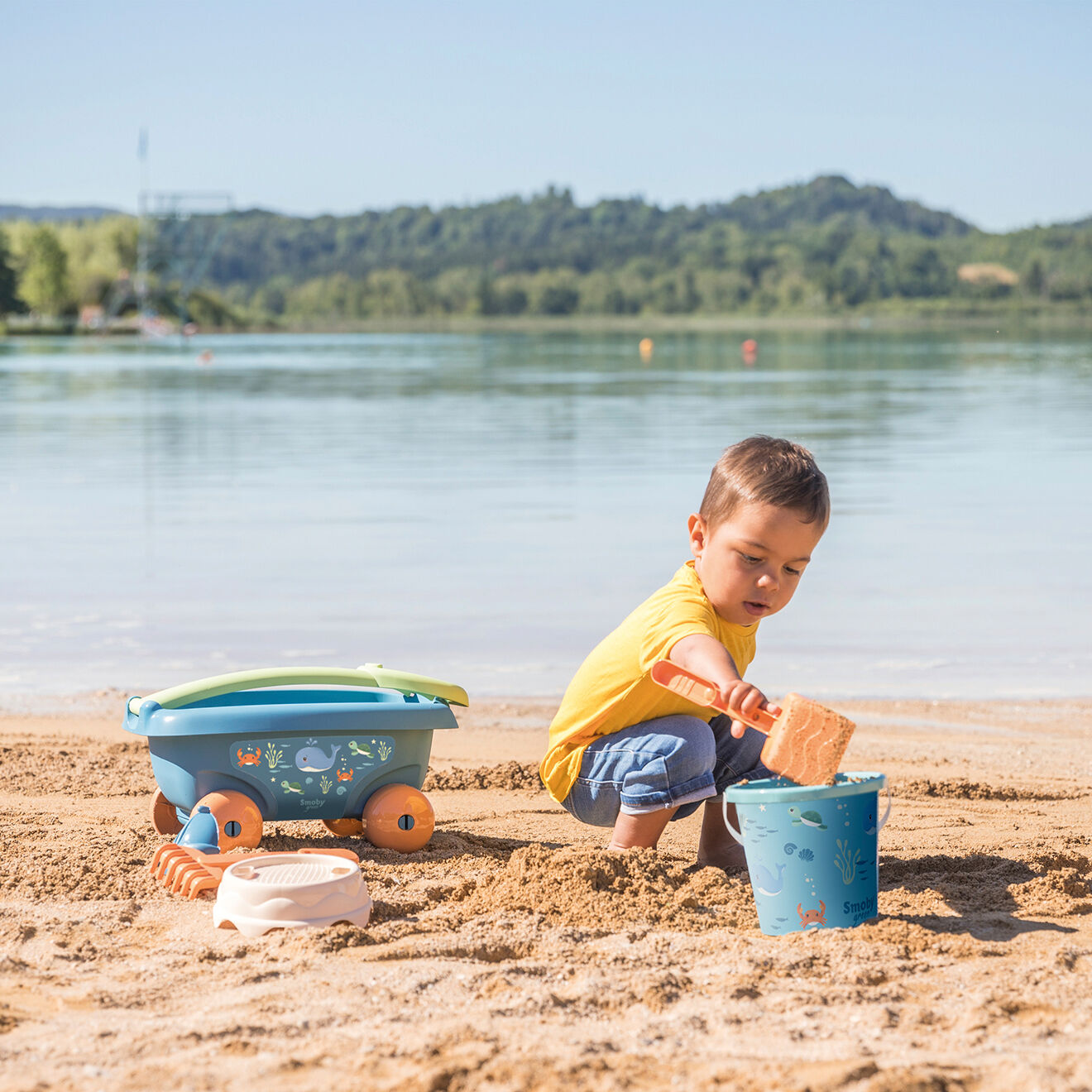 Smoby Chariot de plage garni bleu -