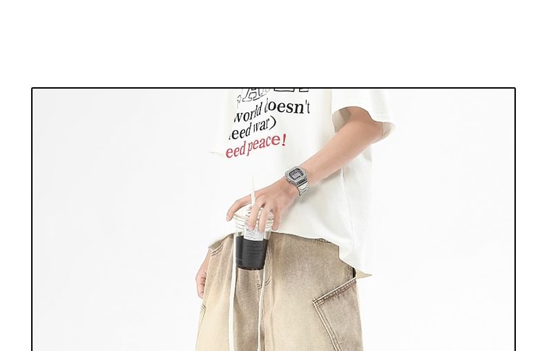 AXEN - Cargo Jorts met trekkoord in de taille en gewassen panelen