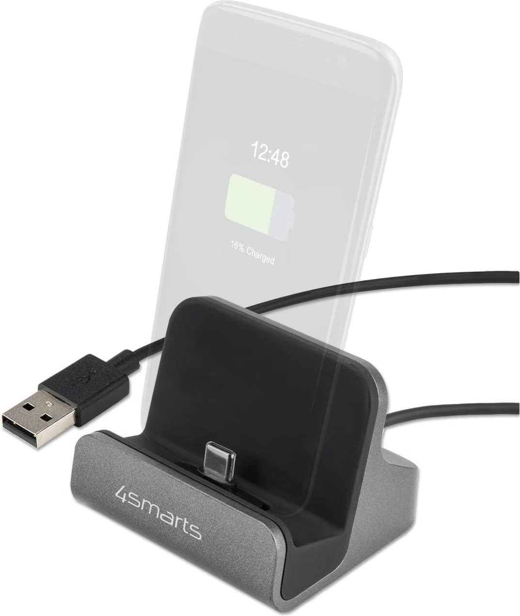10W USB C Lade Dock Dockingstation Halterung für Handy / Smartphone (4S462240) - Silber