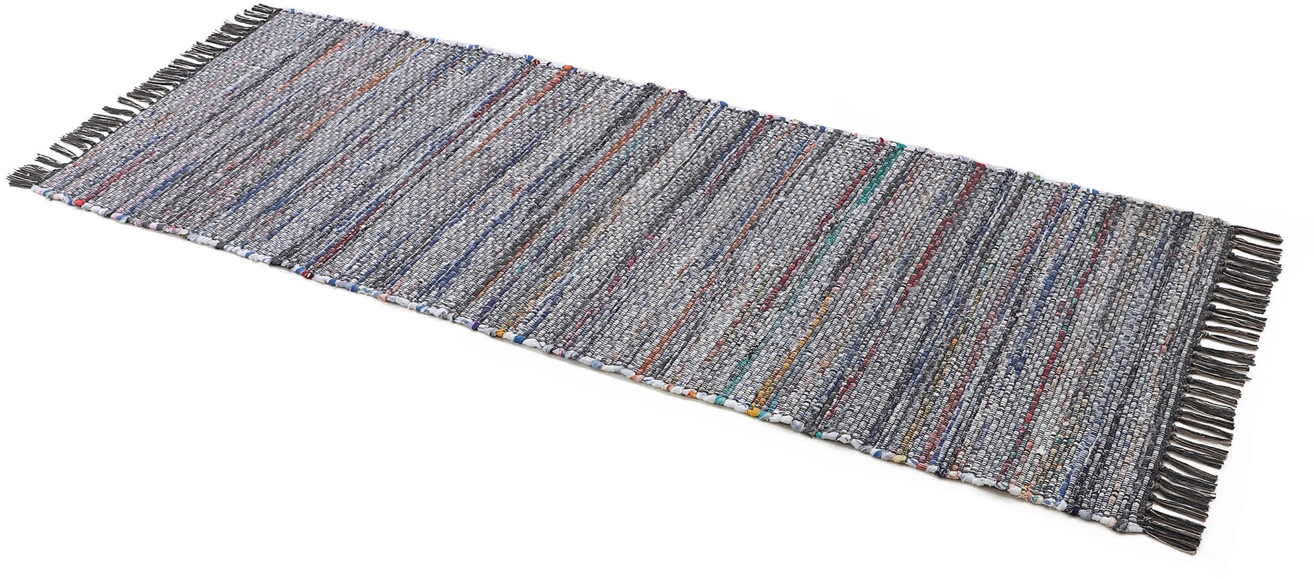 carpetfine Teppich »Kelim Chindi , Wendeteppich« rechteckig 6 mm Höhe handgewebt, Fleckerlteppich mit Fransen, auch vielen in Läufergrössen