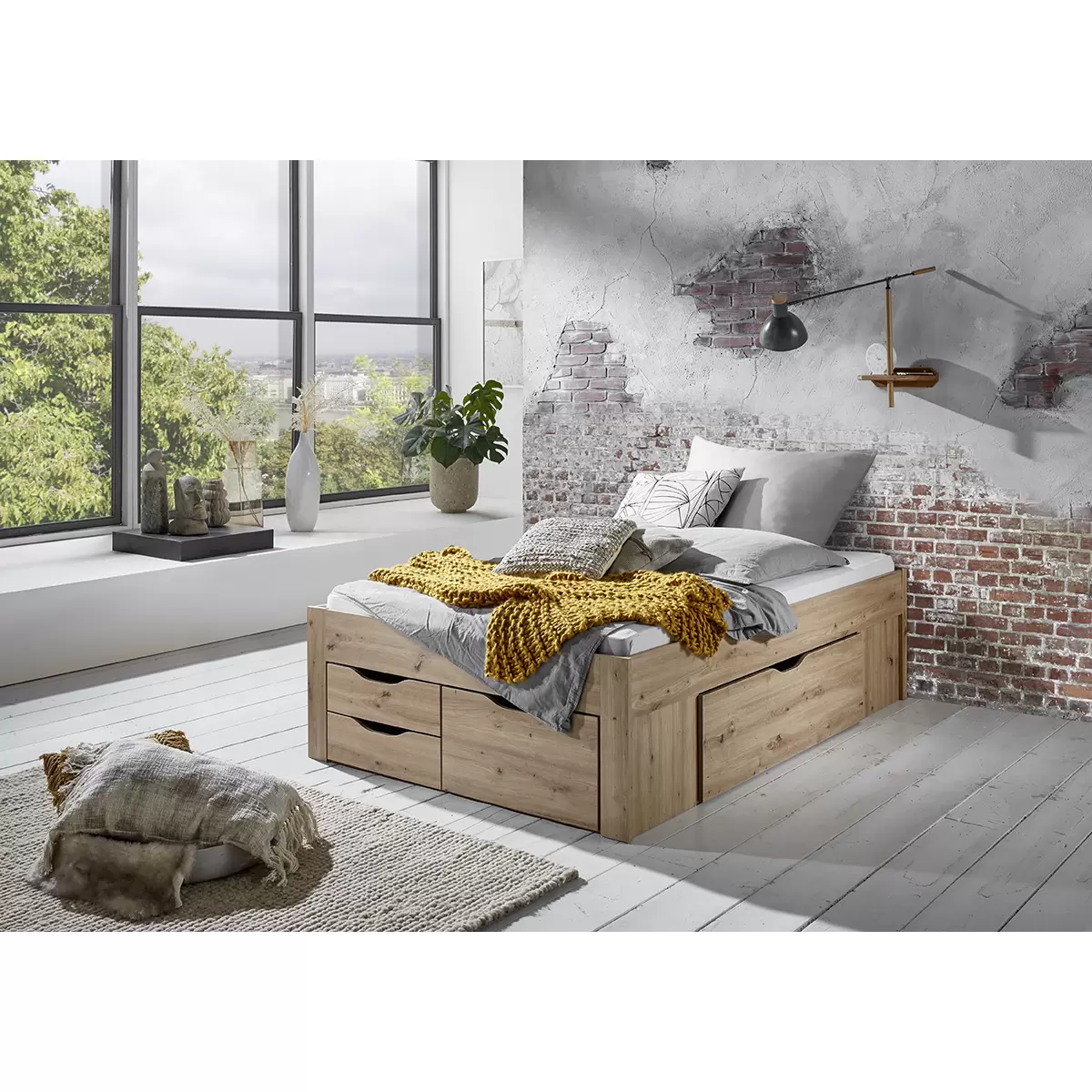 Stauraumbett Noah 140x200 Artisan Eiche