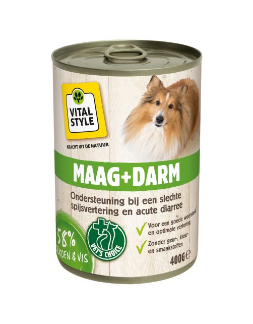 Vitalstyle Blik Vitaal Vlees Maag + Darm - Hondenvoer - 400 g