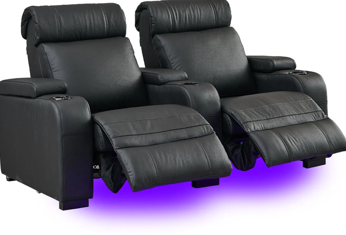 Lumene Hollywood Luxury III Noir (2 places, cuir synthétique) Fauteuils cinéma