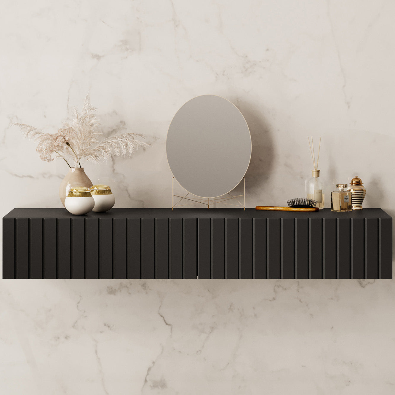Meubella - Kaptafel King - Mat Zwart - 100 cm