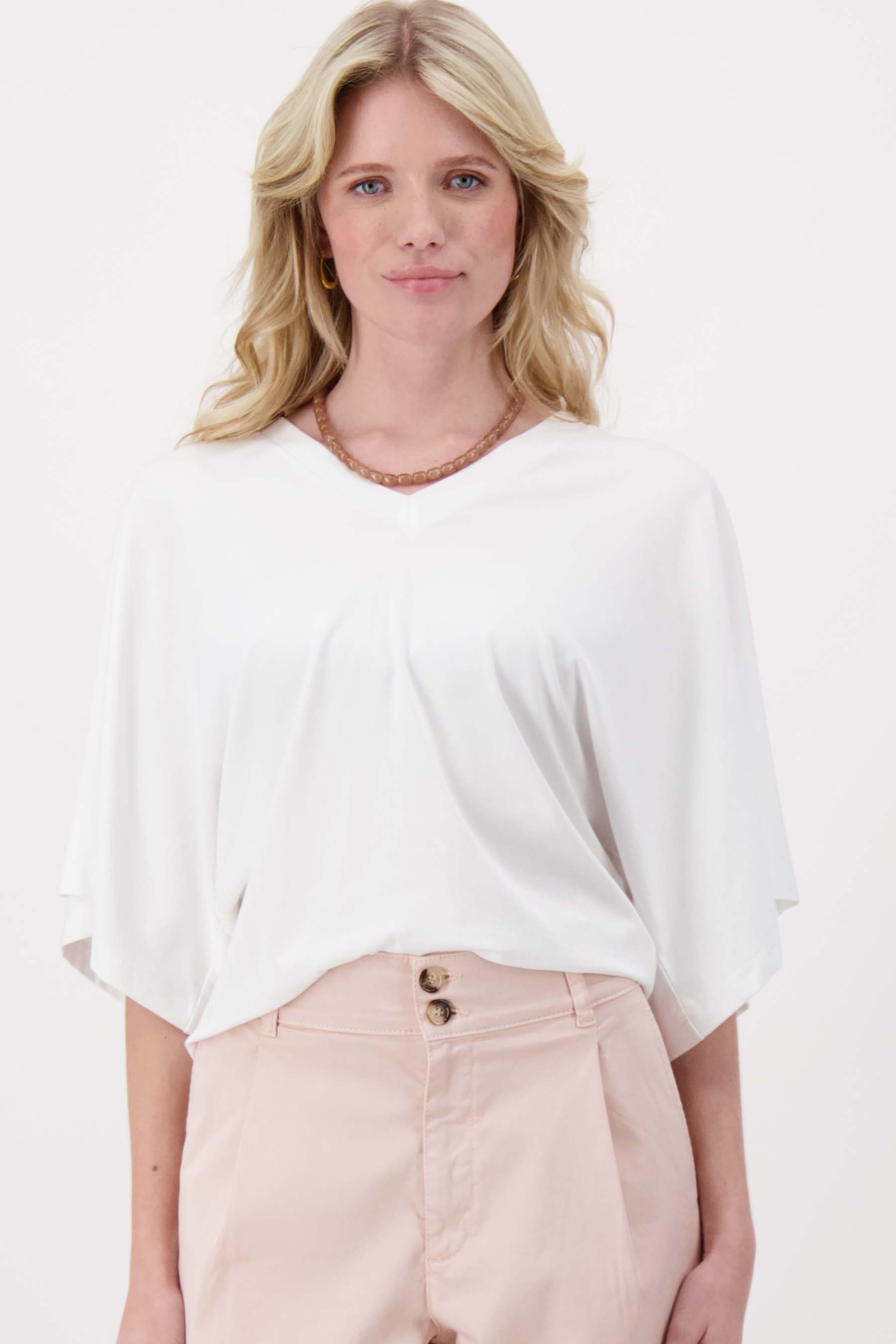 V hals T-shirt wijde mouw met Zusss embroidery
