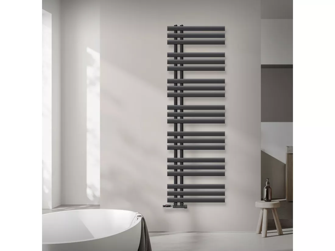 Radiateur de Salle de Bain Iron EM 500x1600 mm Anthracite Raccord Central au Bas