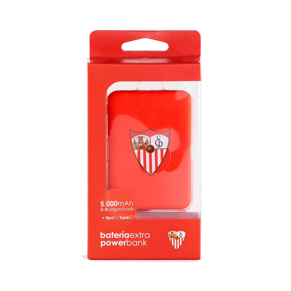 Power Bank 5.000 Mah vermelha Emblema Sevilla FC