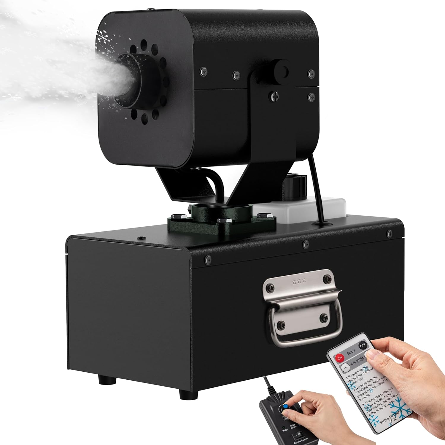 1200-W-Schneemaschine mit automatischer 90°-Oszillation, einstellbarer Schneemenge und Flockengröße, Schneefallmaschine für den Außenbereich für Weihnachten, Hochzeiten, Partys und Bühnen