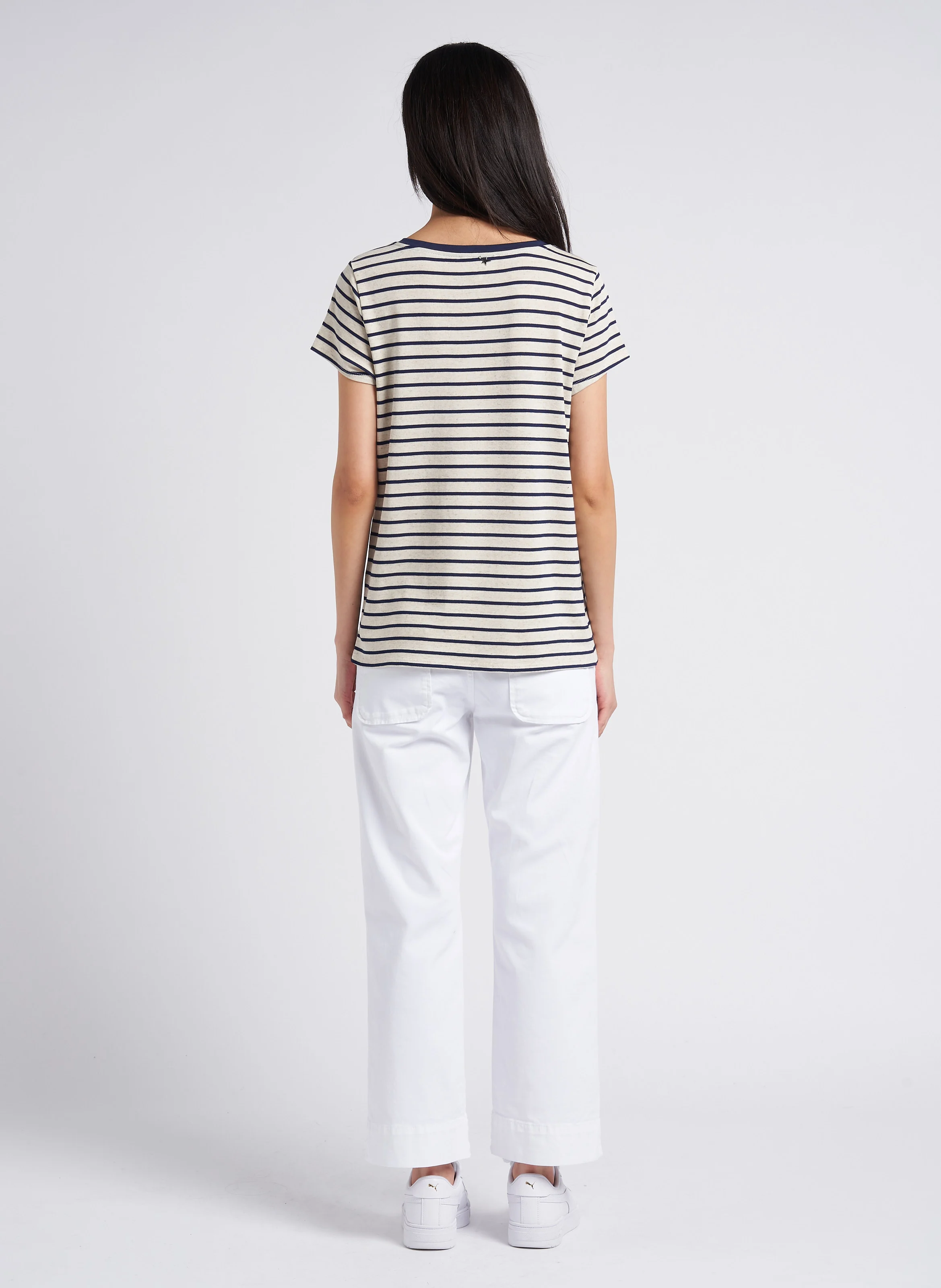 PALTROW - Pantalon 7/8 ème taille haute en coton | Blanc
