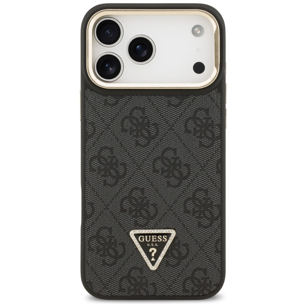 iPhone 17 Pro Max MagSafe Leder Hardcase Hülle 4G Triangle Logo & Stand Camera (GUHMP17XPCS4GPTK) - Schwarz