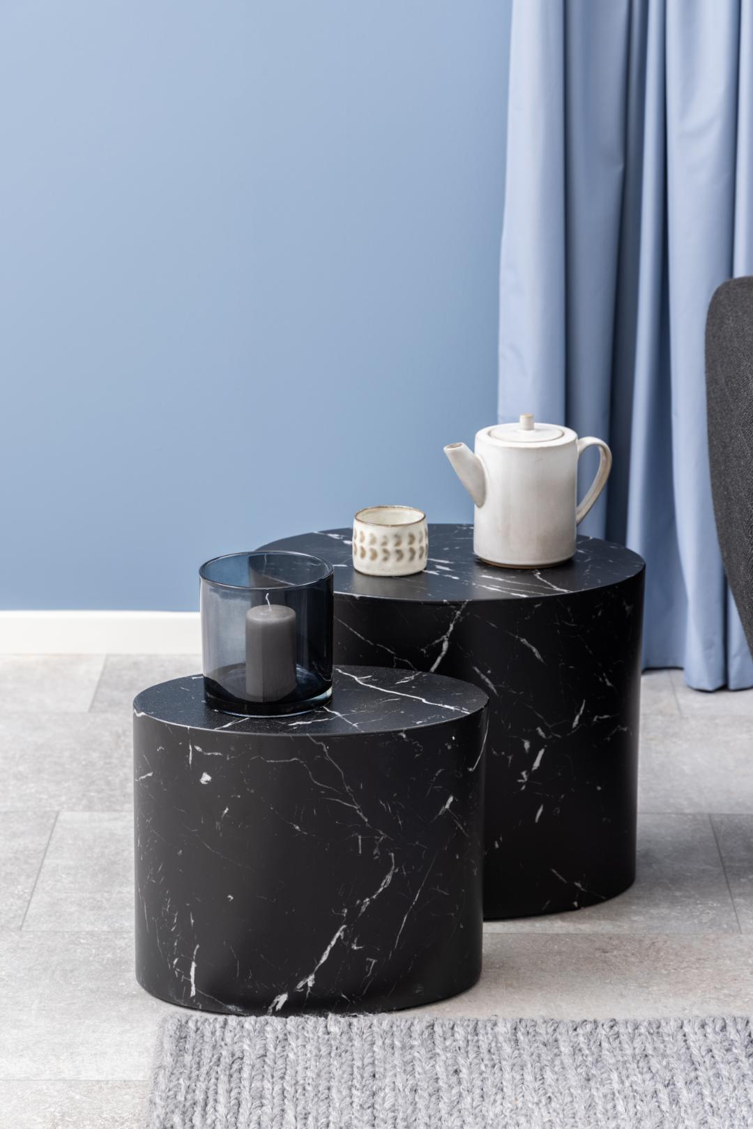Gubbio Salontafel - 48 x 33 cm - zwart - Set van twee