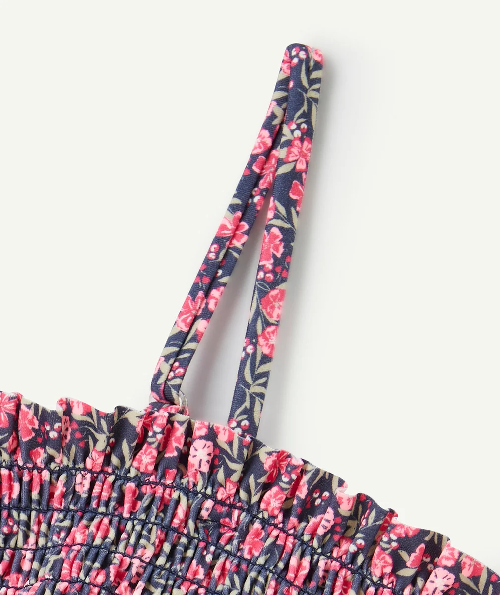 MAILLOT DE BAIN 1 PIÈCE FILLE EN FIBRES RECYCLÉES IMPRIMÉ FLEURI