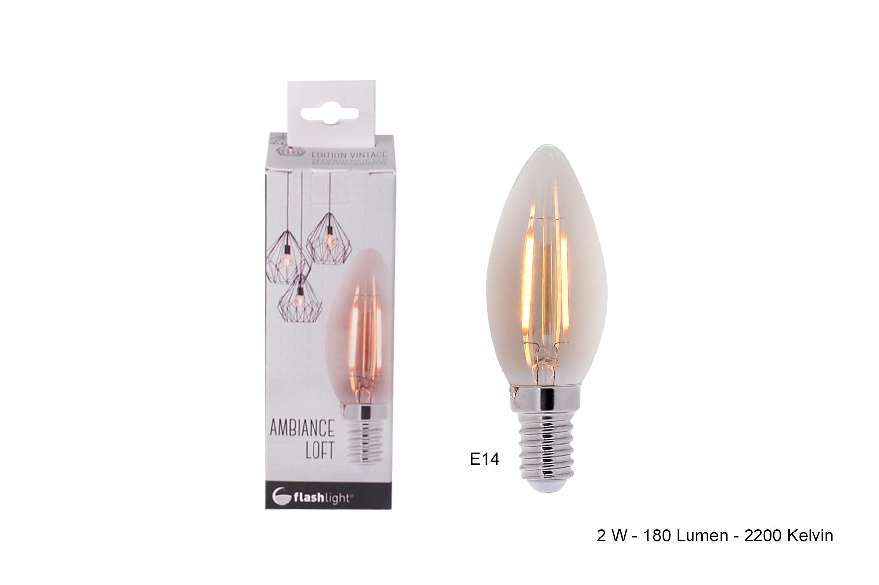 AMPOULE LED BOUGIE AMBREE E14 2W