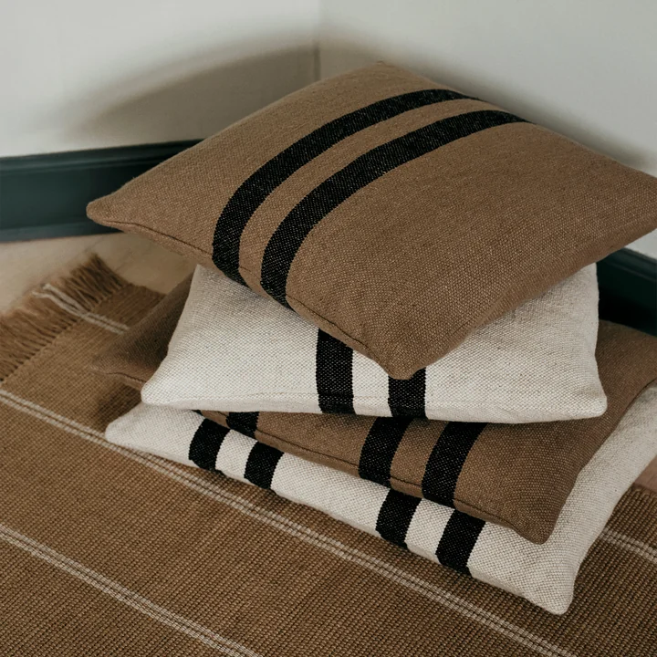 Broste Copenhagen - Sigrun Kissenbezug, 50 x 50 cm, hellbeige / schwarz