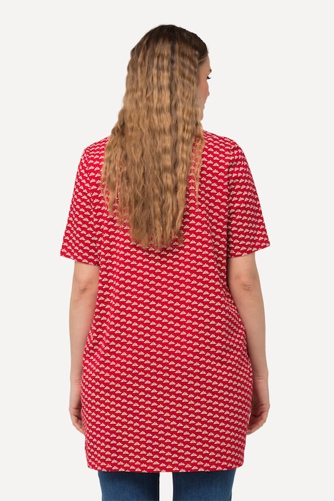 T-Shirt, gemustert, A-Linie, Rundhals, Halbarm