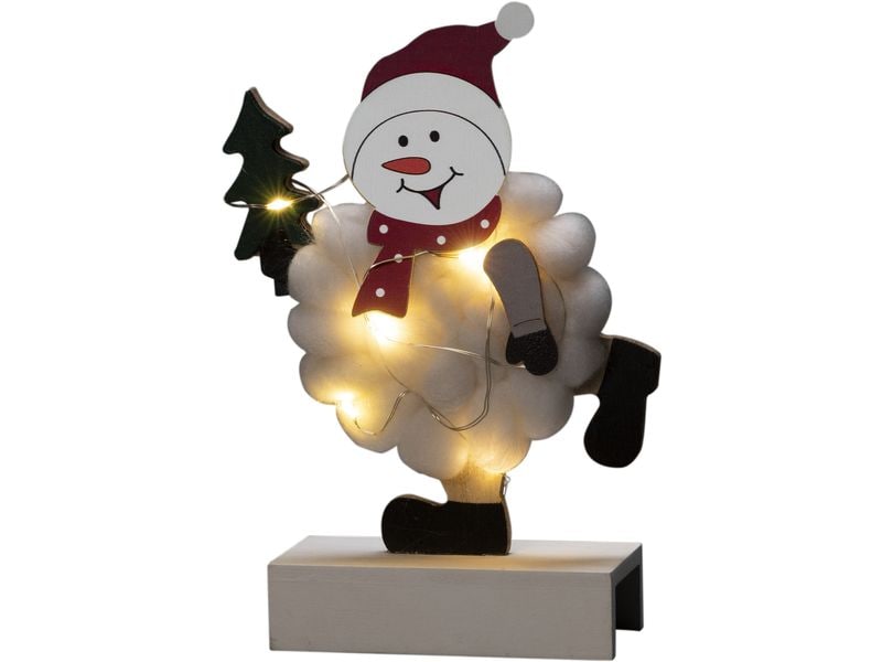 Konstsmide LED-Figur Schneemann, Holz & Baumwolle, 6 LED Tischdekoration