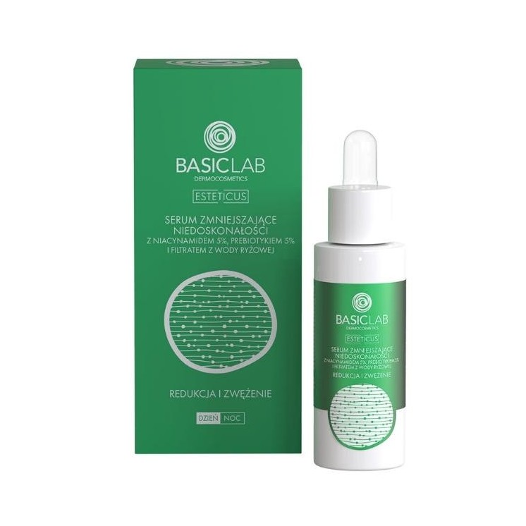 BasicLab Esteticus Serum oneffenheden verminderen met Niacinamide 5 % reductie en versteviging 30 ml