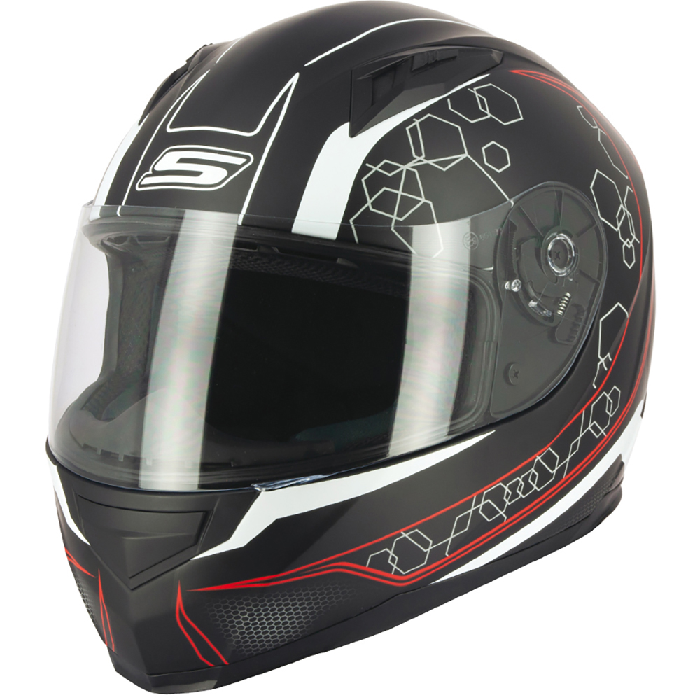 S-Line - Casque Apex S448 Deco Noir Mat / Rouge