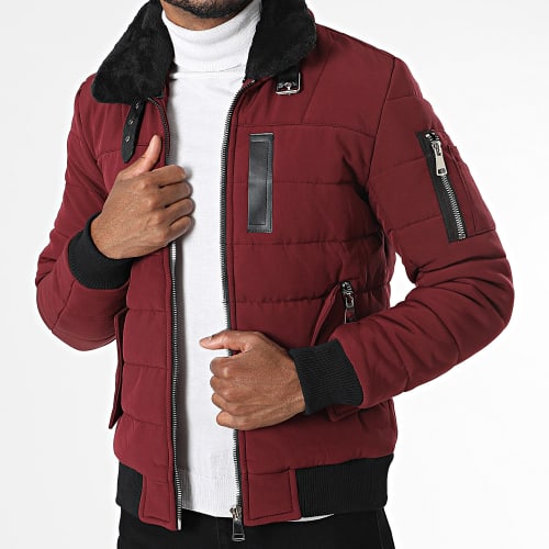 Doudoune Col Fourrure Bordeaux