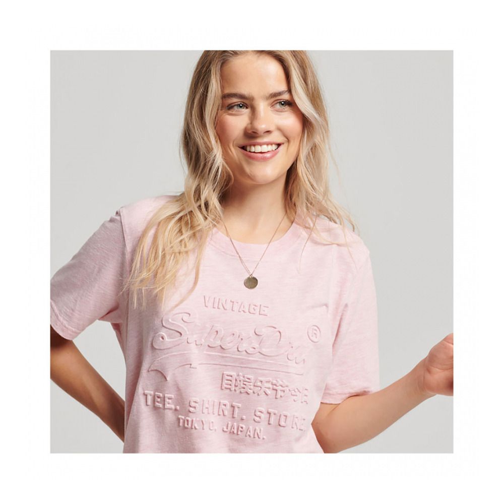 Superdry VINTAGE LOGO EMBOSS - Tee-shirt Femme pastel pink snowy