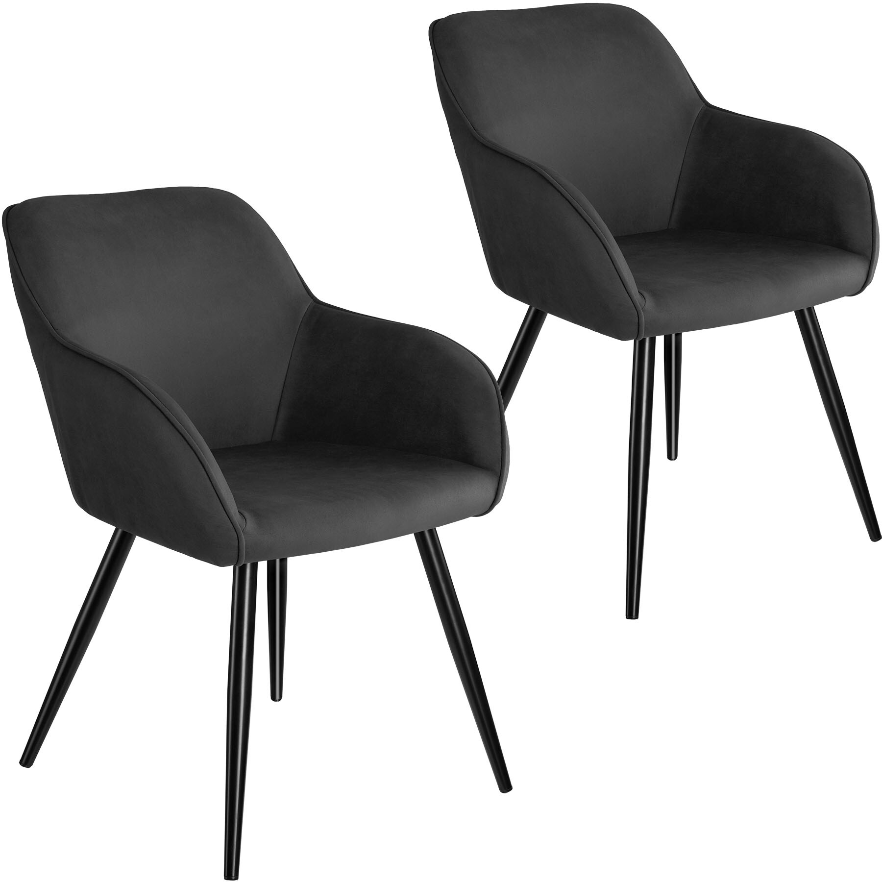 tectake® 2er Set Esszimmerstuhl, gepolstert mit Stoffbezug, schwarze Stahlbeine, 58 x 62 x 82 cm