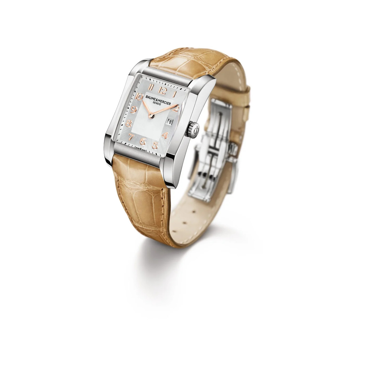Montre d'occasion Baume et Mercier Hampton femme acier bracelet cuir marron