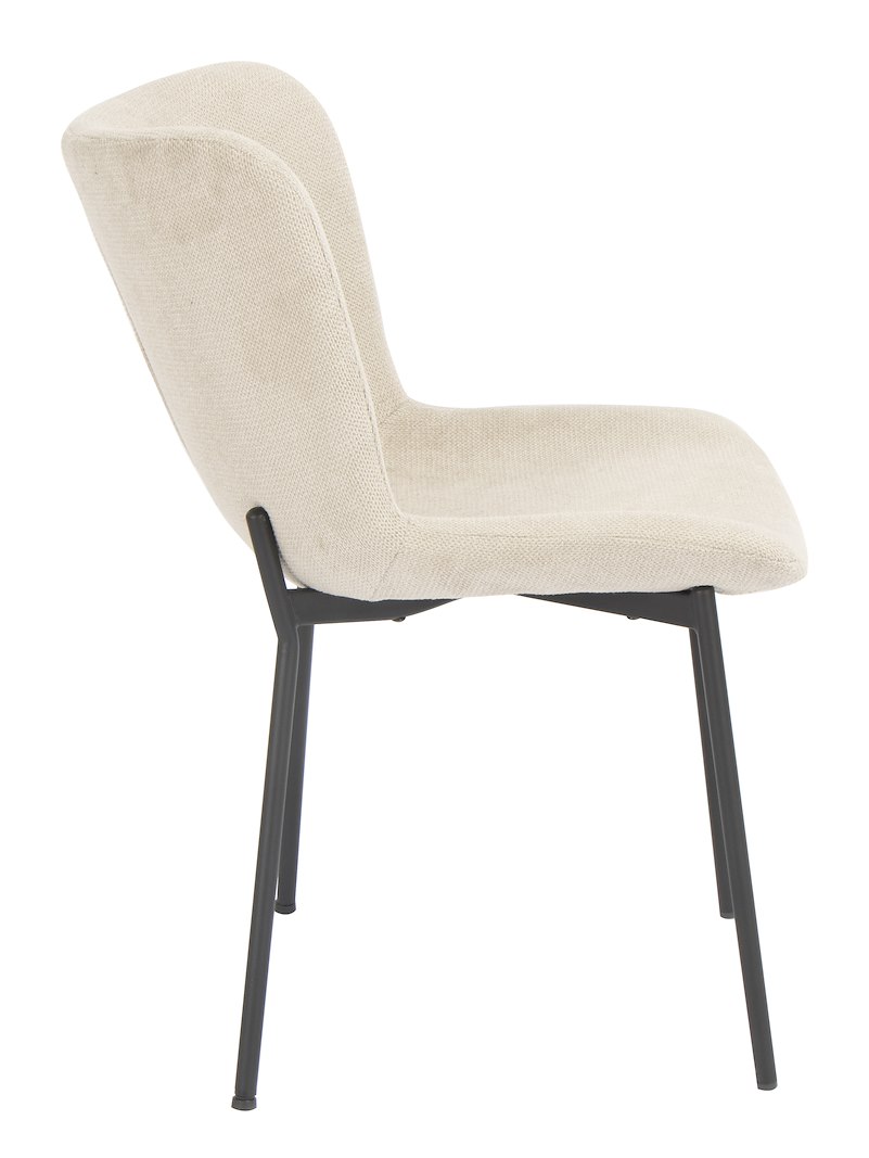 Corinne spisestol i tekstil Vardo 28 beige med Sortlakkerte stålben