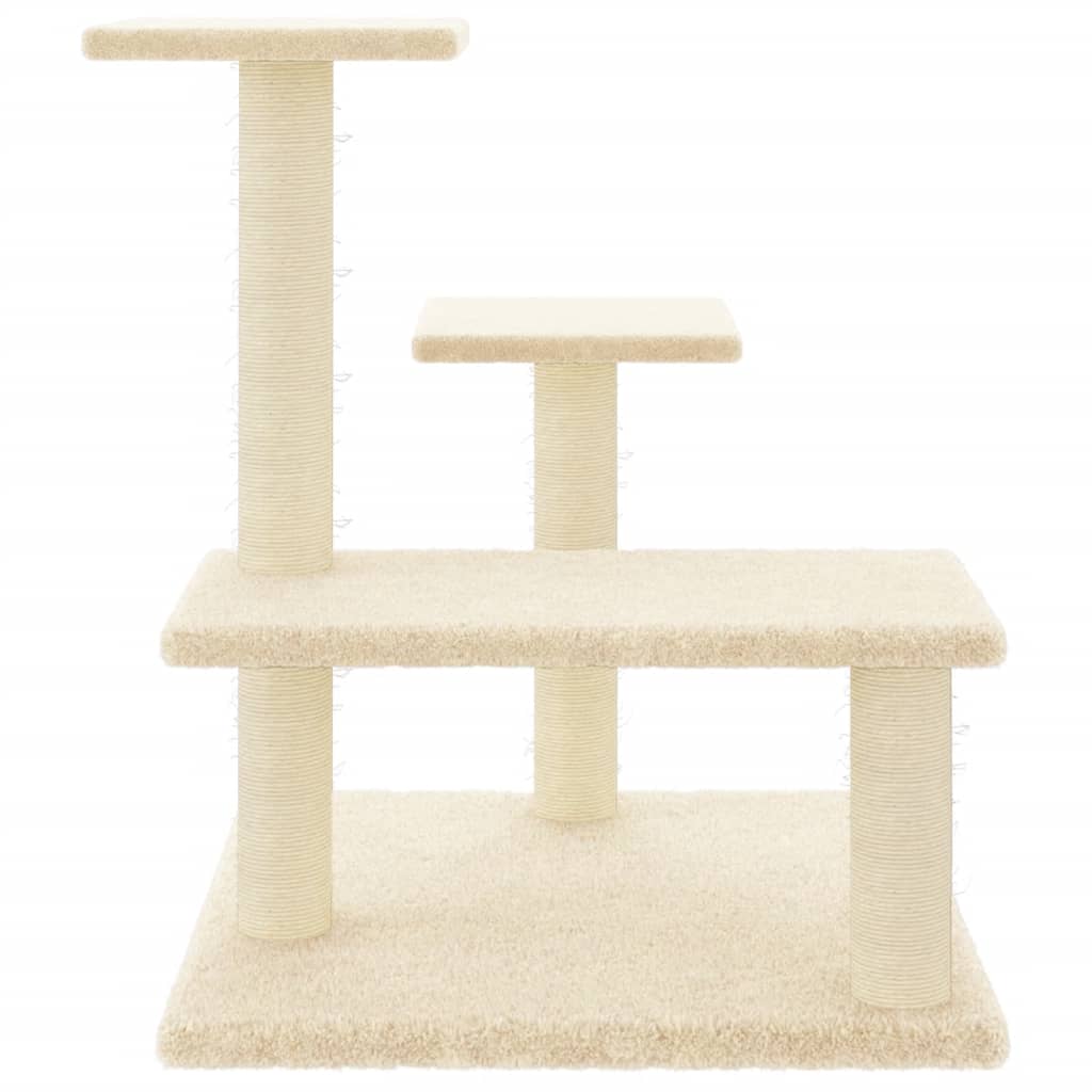 Arranhador para gatos vidaXL com postes de sisal, cor creme, 61 cm