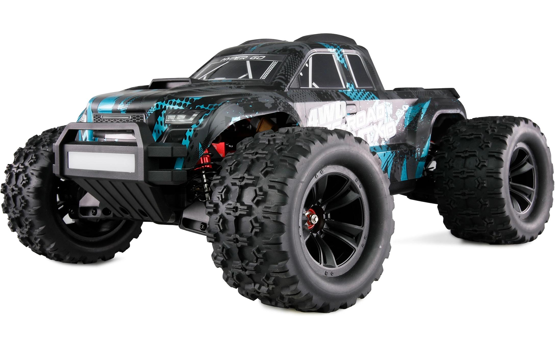 Monster Truck Hyper Go MTX10 1:10, ARTR, Schwarz/Blau<br>Off-Road RC-Modellauto mit leistungsstarken, überdimensionierten und einstellbaren Öldruckstossdämpfern für volle Kontrolle im harten Off-Road-Einsatz
