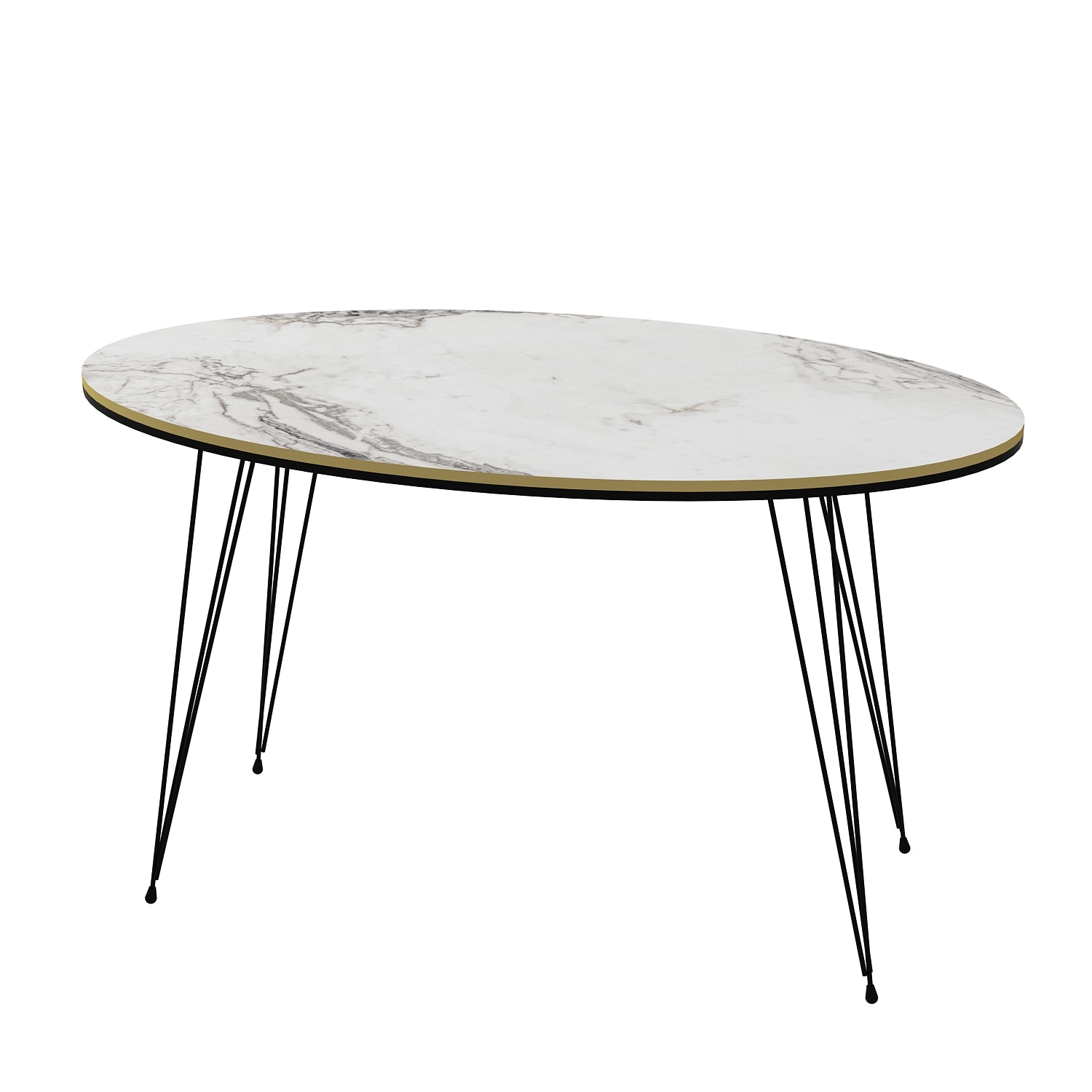 Couchtisch Marmor Optik Oval Weiß 20566993