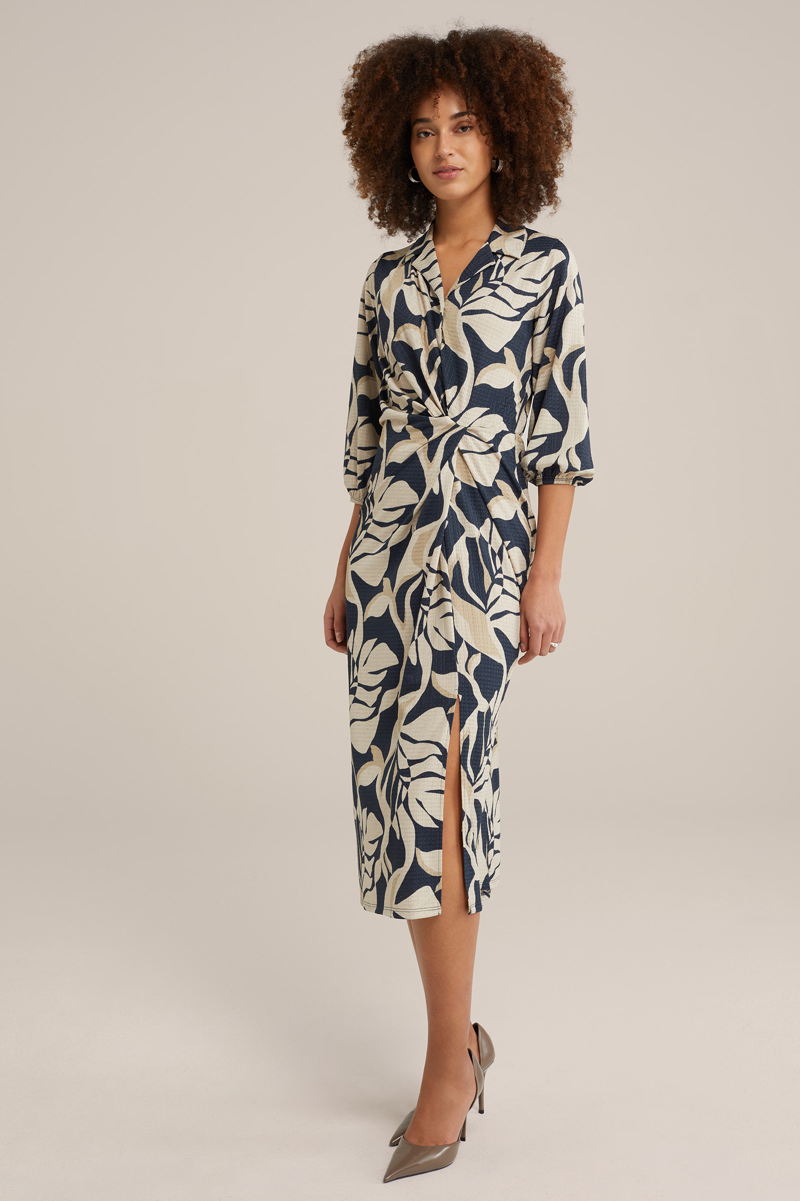 jurk met dessin WE Fashion Beige