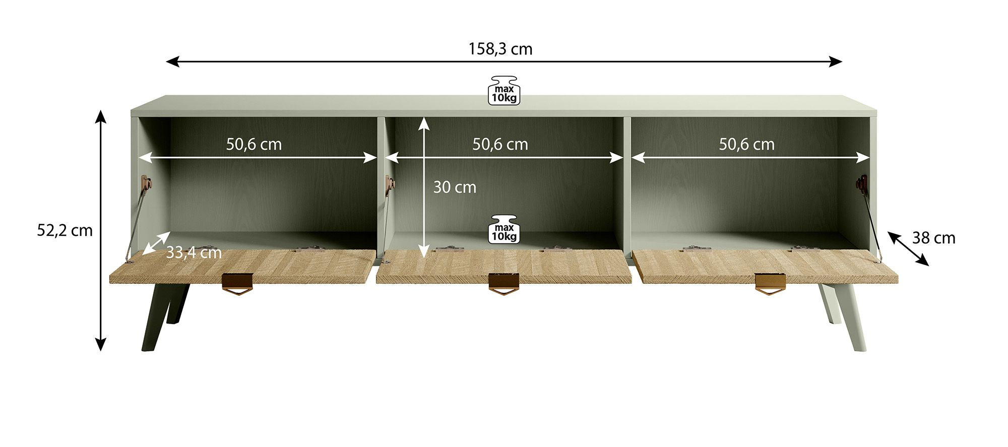 Essence - TV-Meubel - Groen/licht eiken - 158 cm