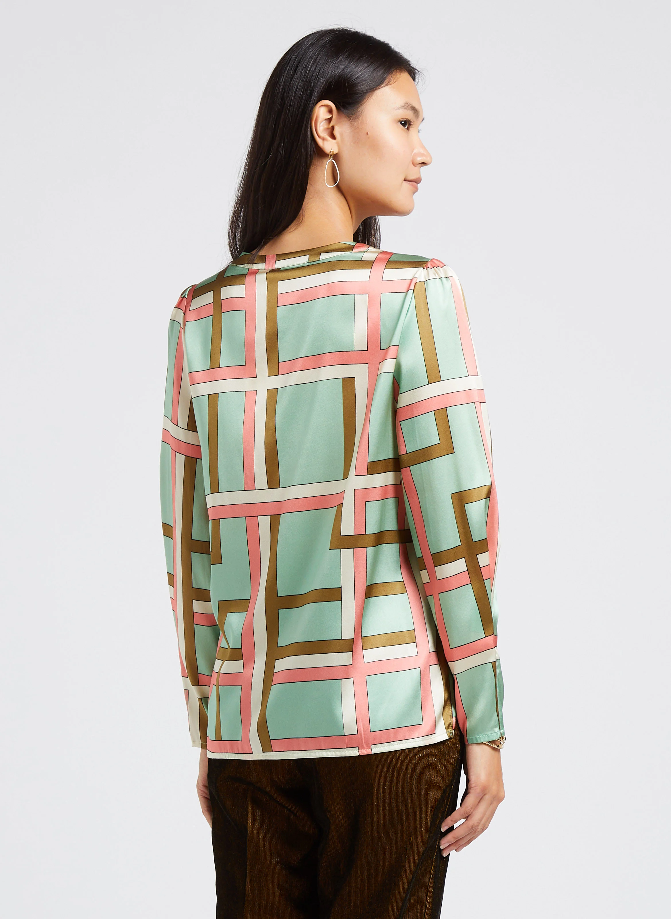 MORGAN - Blouse col V en soie ample | Vert