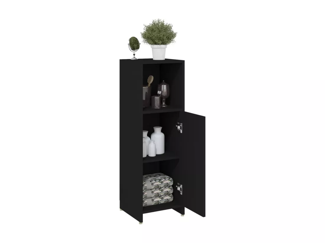 Armoire de salle de bain Noir 30x30x95 cm Bois d'ingénierie
