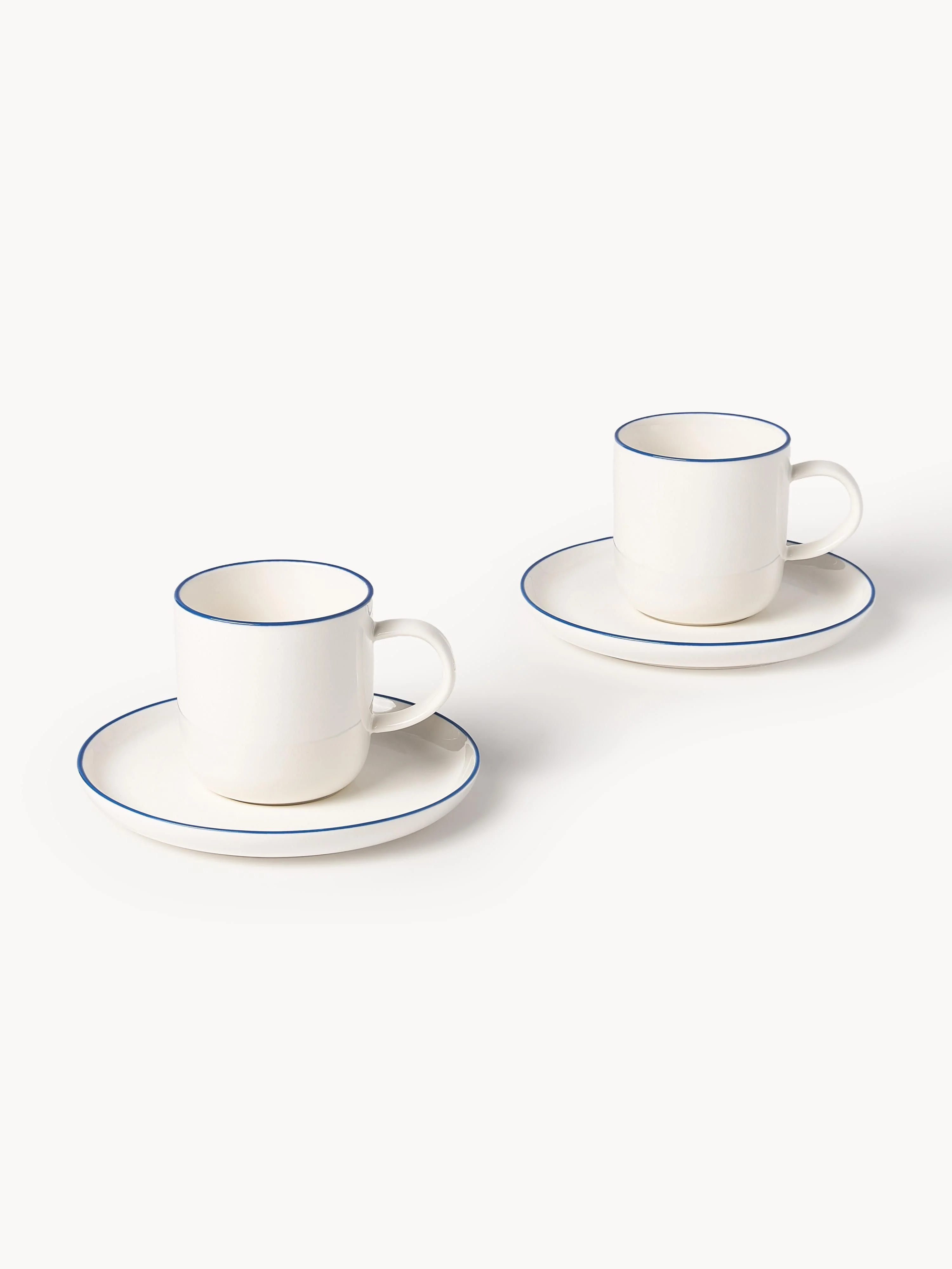 Porseleinen koffiekopjes Facile met schotels, 2 stuks