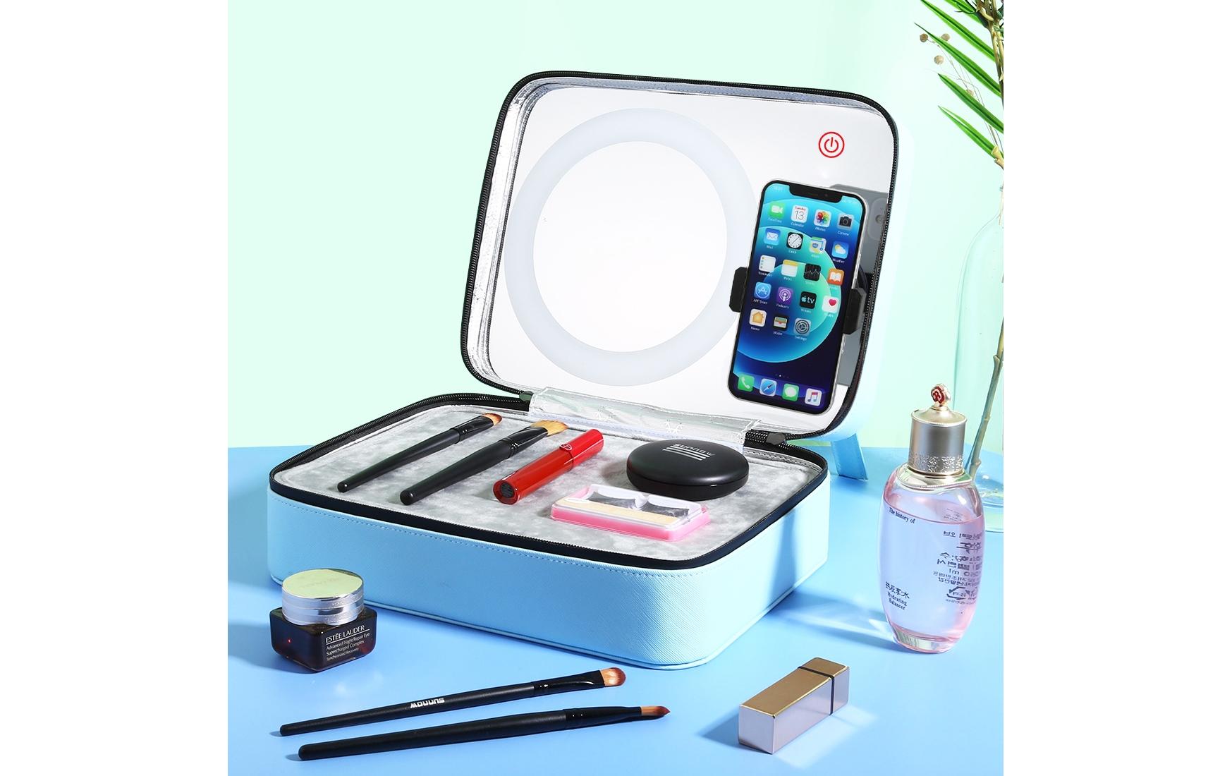 Kosmetikbox mit Ringlicht 20 cmModisch und langlebiges Ringlicht mit Schminkspiegel und Kosmetikbox