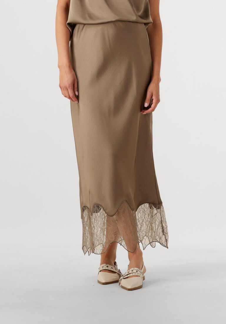 bruine dante6 midirok amour satin lace detail skirt