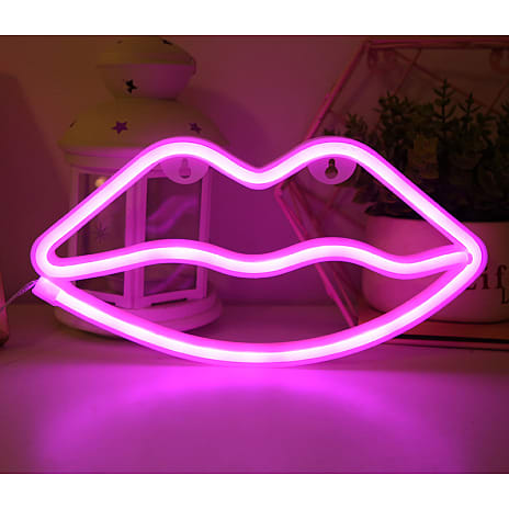 Læber neonskilt - pink