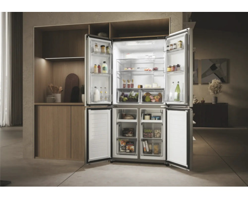 HAIER HCR3818ENMM Multi Door koel-vriescombinatie, BxHxD 83,3 x 181,5 x 65 cm, Koelvak 311 l, Vriesvak 156 l, roestvrij staal