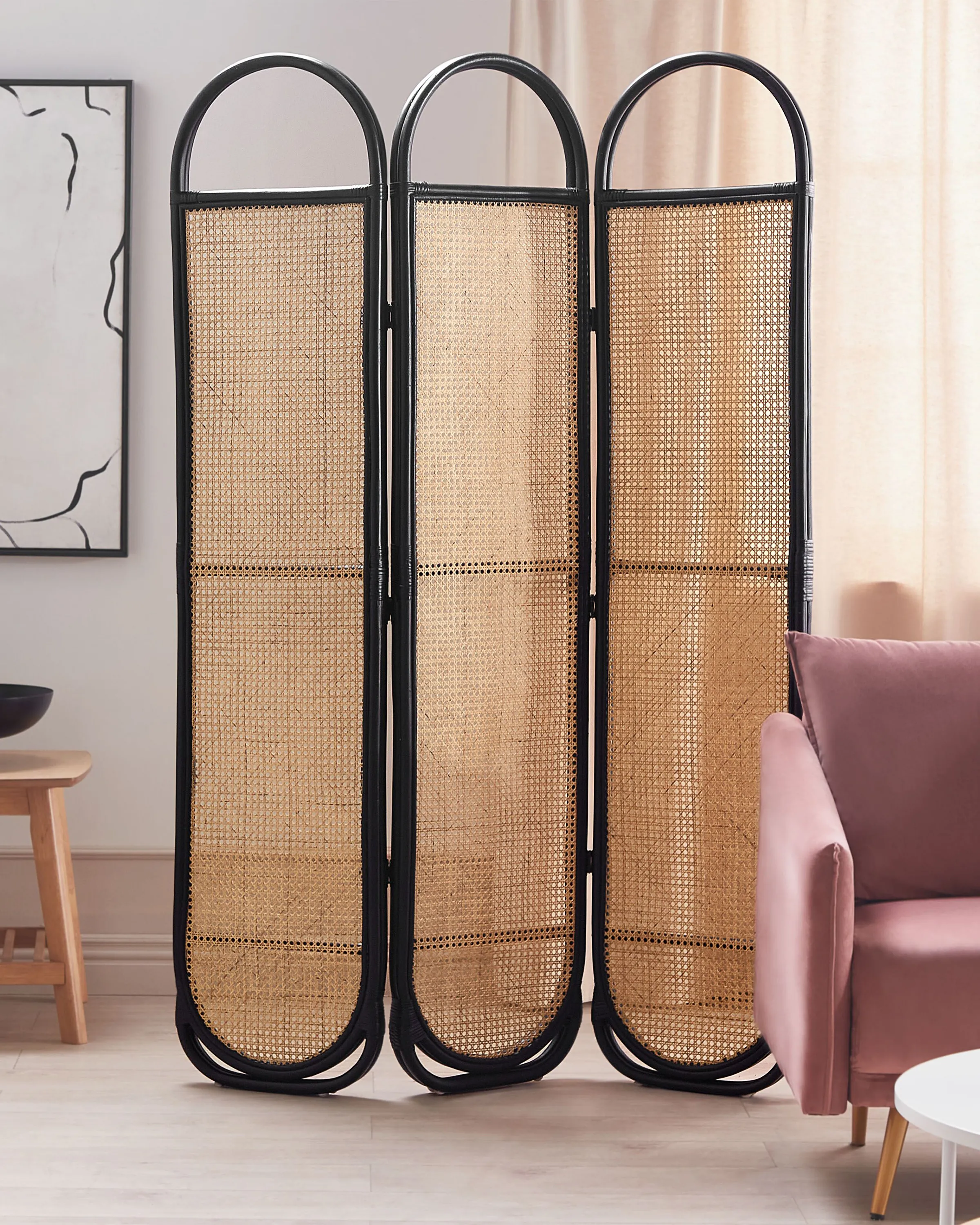Roomdivider met 3 panelen CORTONA Lichtbruin 118 cm 180 cm
