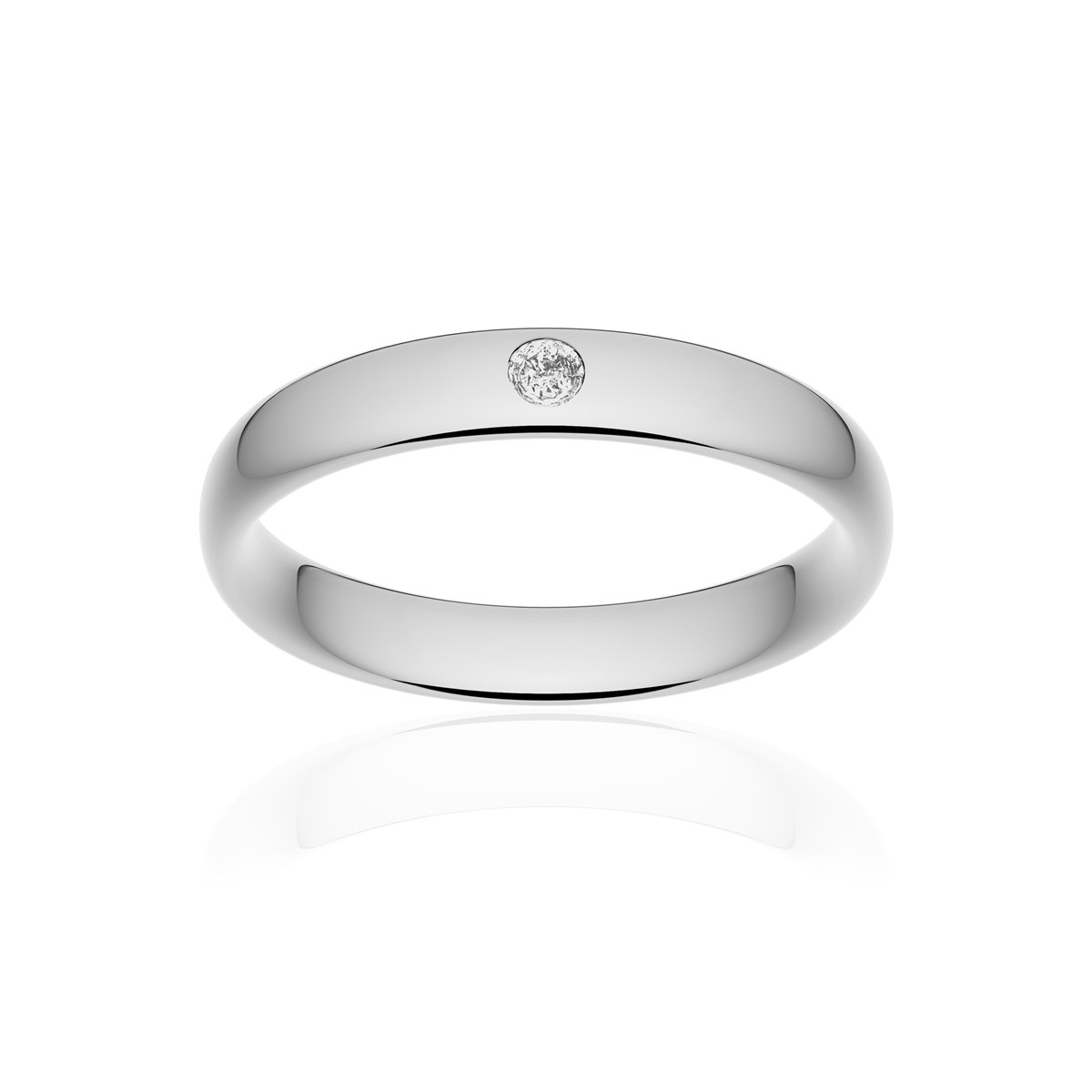 Alliance or 375 blanc poli ruban confort 4mm diamant brillant