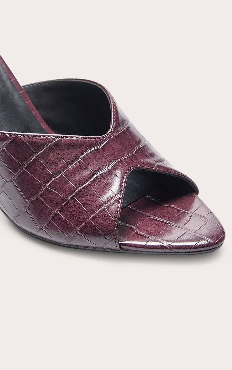 Prune Mules À Talons En Synthétiquecuir Froissé