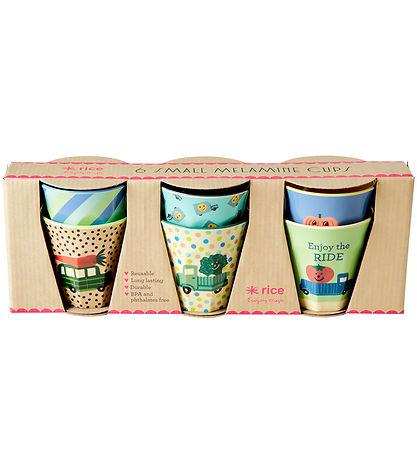 Rice Becher - Melamin - 6 st. - 160 ml - Multi/Happy Cars Print