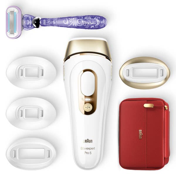Braun IPL Silk-expert Pro 5, dauerhaft sichtbare Haarentfernung für zuhause, Weiß/Gold, PL5387