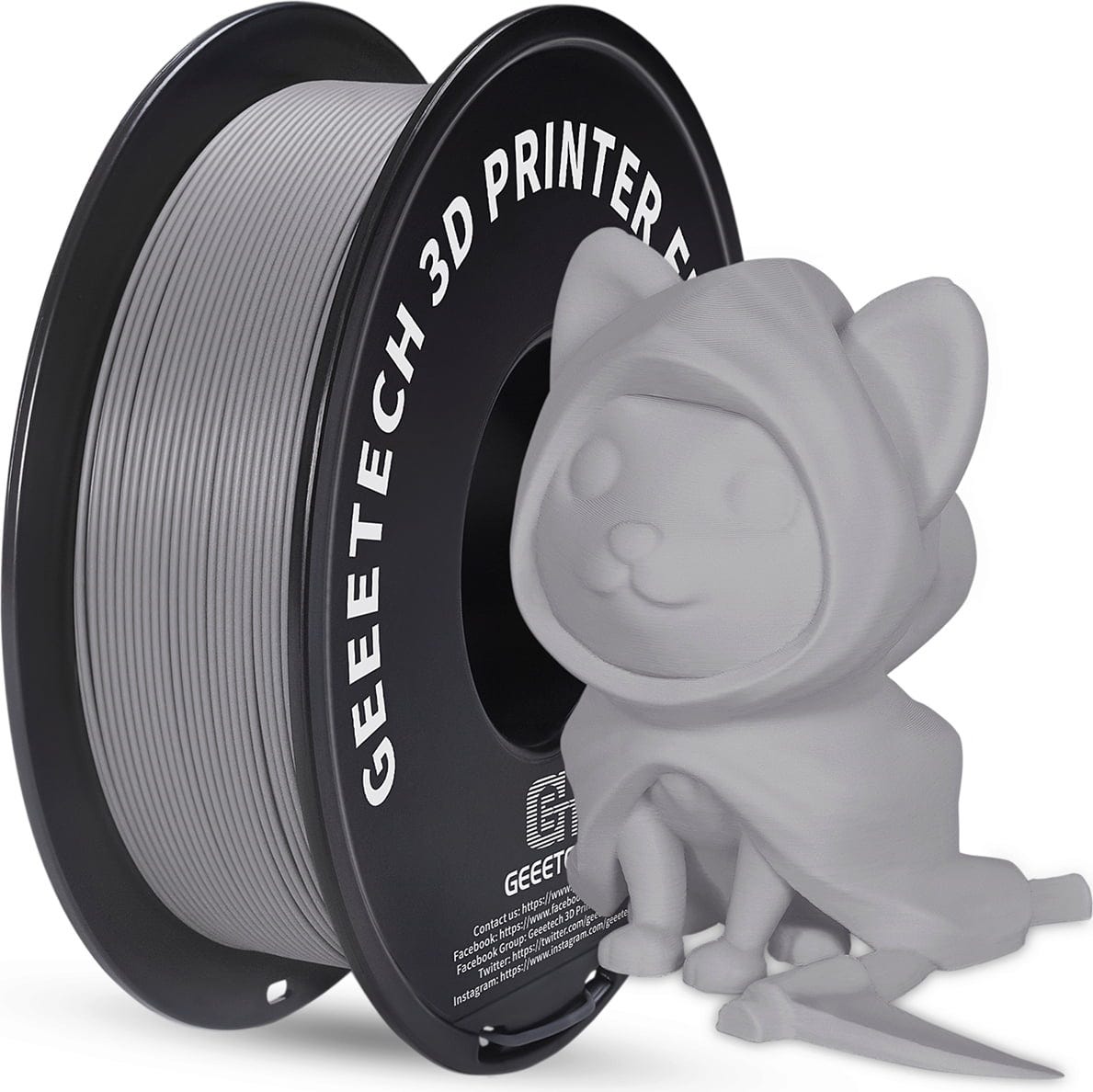 GEEETECH  PLA Matte Grey, 1,75 mm / 1000 g    Mattes PLA-Filament mit stärkerer Zähigkeit