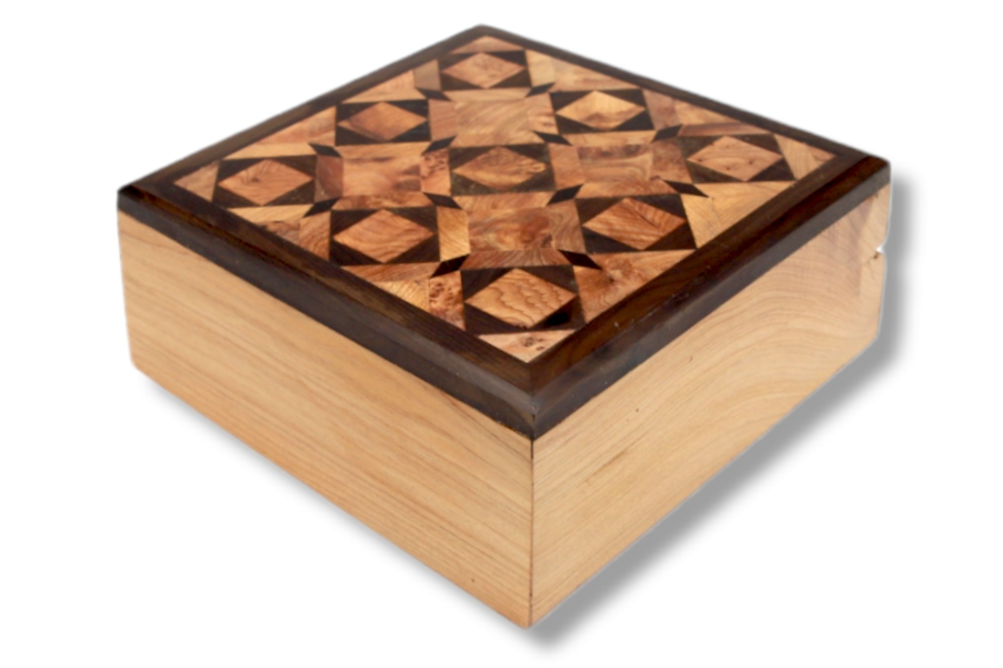 Thuja Box mit Intarsien, B 13 cm, T 13 cm, H 6 cm von fischer's lagerhaus