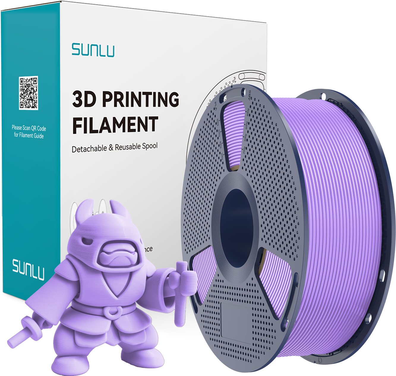 SUNLU  PLA Meta Taro Purple, 1,75 mm / 1000 g    Modifiziertes PLA Material für den High Speed Druck