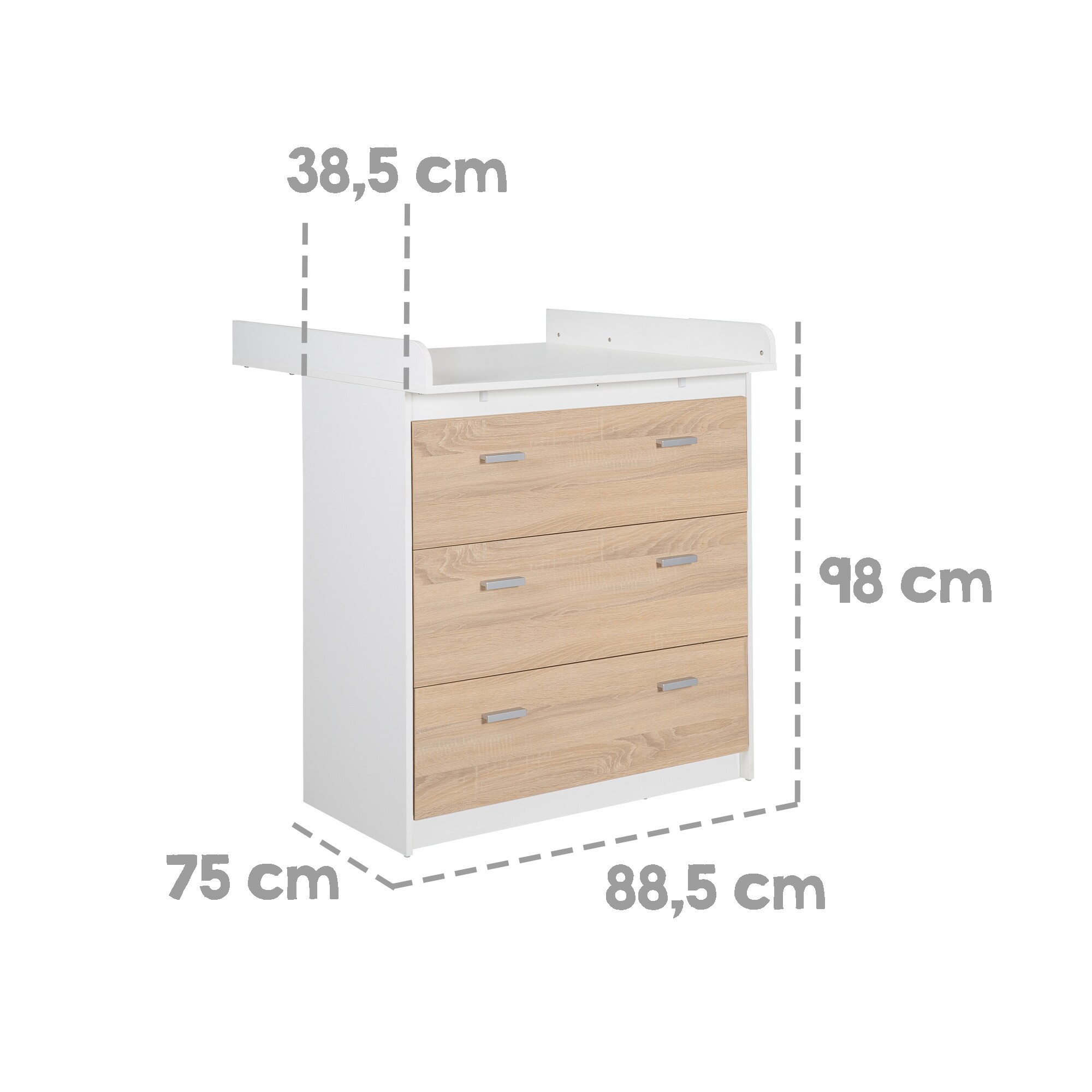 roba Kinderzimmerset 'Gabriella', 2-teiliges Babymöbel-Set bicolor aus Babybett ca. 70x140cm & Wickelkommode